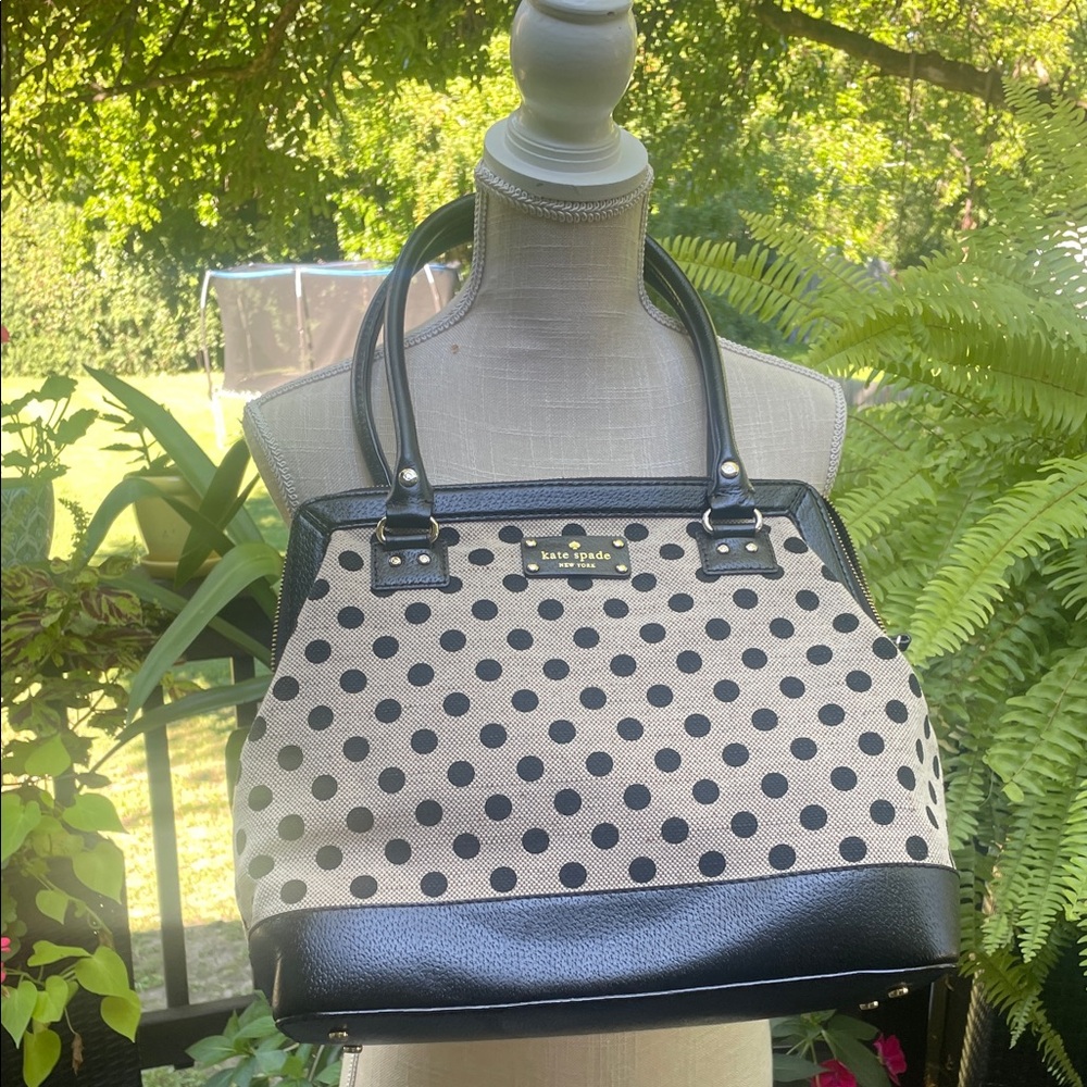 Kate Spade Black and Tan Polka Dot Tote